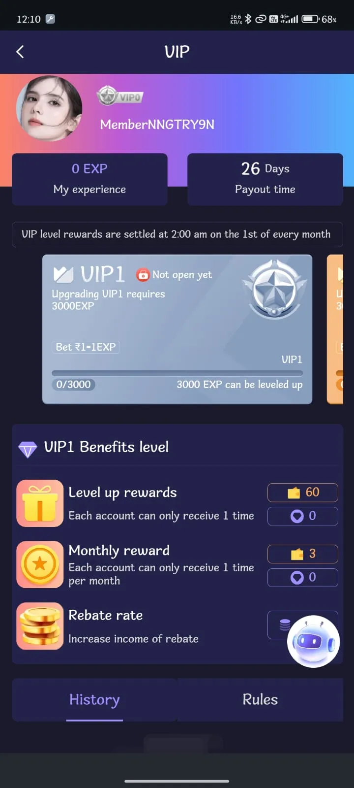 Jai Club App VIP bonus details page showing tier rewards